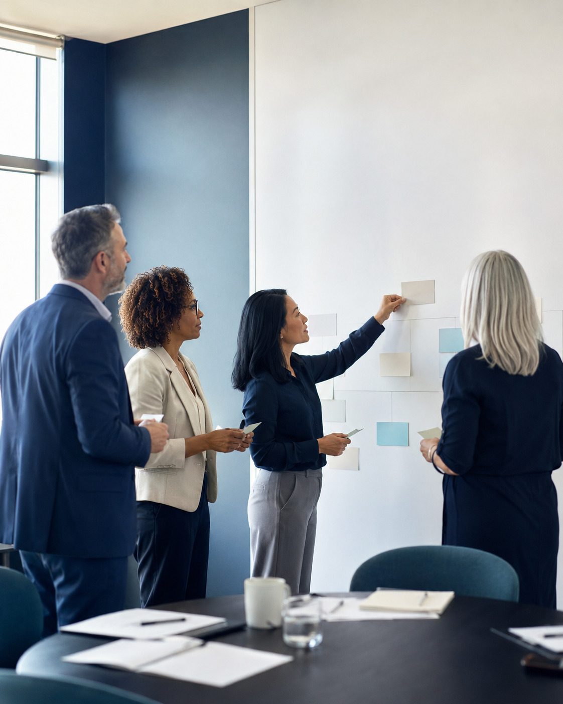 Unternehmensleiter überprüfen einen Beschaffungs-Workflow